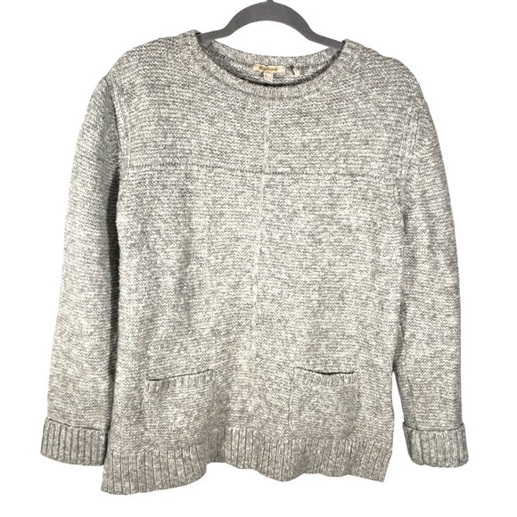 Barbour Womens Malvern patch pocket Crew Sweater Size 8 light Gray textured - Picture 4 of 12